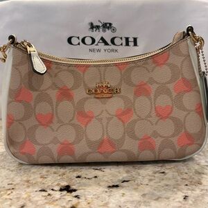 COACH Teri Shoulder Bag In Signature Canvas With Heart Print